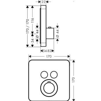 Vannas / Dušas maisītājs Axor ShowerSelect Iebūvējamais ar termostatu, hroms 36707000