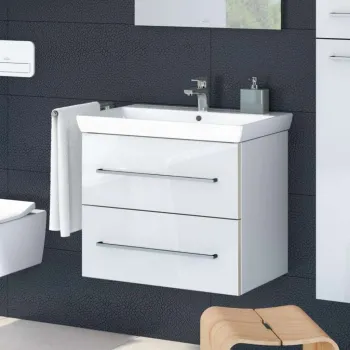 Vannas istabas skapītis Villeroy & Boch Avento, (bez izlietnes), ar SoftClose 2 atvilktnēm, 63x51x45 cm, Crystal White, A89000B4