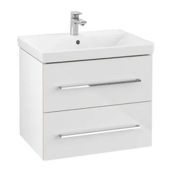 Vannas istabas skapītis Villeroy & Boch Avento, (bez izlietnes), ar SoftClose 2 atvilktnēm, 63x51x45 cm, Crystal White, A89000B4