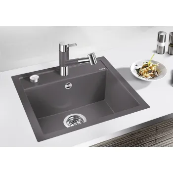 Virtuves izlietne Blanco Dalago 5 Silgranīta, 51x50 cm, ar notekas vadību, melna 525872