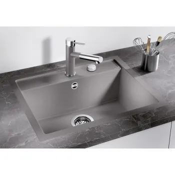 Virtuves izlietne Blanco Dalago 6 Silgranīta, 61x50 cm, ar notekas vadību, melna 525875