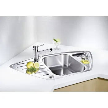 Virtuves izlietne Blanco LANTOS 9, 93x51 cm, ar notekas vadību, birstēts nerūsējošais tērauds 516277