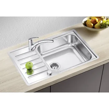 Virtuves izlietne Blanco Lantos XL 6, 78x50 cm, Kompakta, ar notekas kontroli, pulēts nerūsējošais tērauds 523140