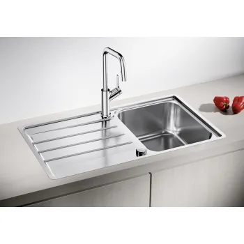 Virtuves izlietne Blanco Lemis 45, 86x50 cm, ar notekas kontroli, pulēts nerūsējošais tērauds 523031