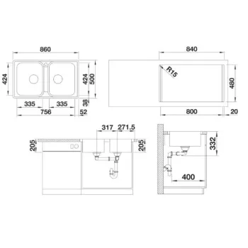 Virtuves izlietne Blanco Lemis 8, 86x50 cm, pulēts nerūsējošais tērauds 523039