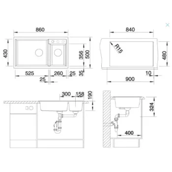Virtuves izlietne Blanco Metra 9 Silgranīta, 86x50 cm, balta 513269
