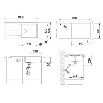Virtuves izlietne Blanco Metra XL 6 Silgranīta, 100x50 cm, balta 515136