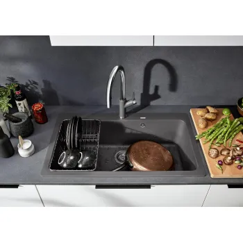 Virtuves izlietne Blanco Naya XL 9 Silgranīta, 86x51 cm, melna 525947