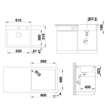 Virtuves izlietne Blanco Palona 6 Keramika, 62x51 cm, InFino, magnolia 524732