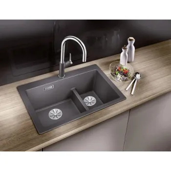 Virtuves izlietne Blanco Pleon 6 Split Silgranita, 62x51 cm, antracīta krāsā 521689