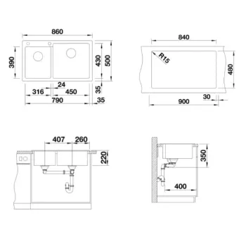 Virtuves izlietne Blanco Pleon 9 Silgranīta, 86x50 cm, tartufo 523064