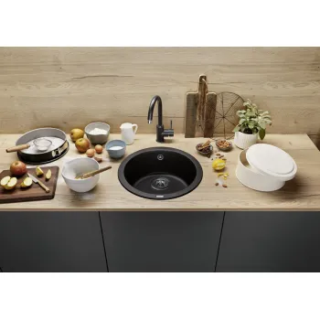 Virtuves izlietne Blanco Rondo Silgranita, diametrs 45 cm, antracīts 511629
