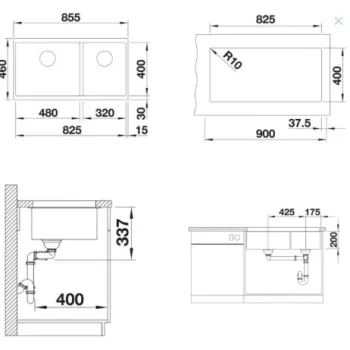 Virtuves izlietne Blanco Subline 480/320 Silgranīta, 86x46 cm, Pabūvējama balta 523588