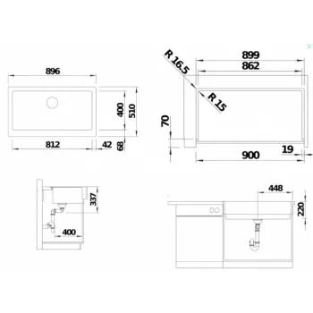 Virtuves izlietne Blanco Vintera XL 9 Silgranīta, 90x51 cm, antracīta krāsā 526101