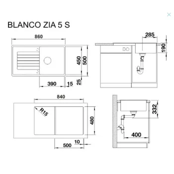 Virtuves izlietne Blanco Zia 5 Silgranīta, 86x50 cm, kafijas krāsā 520519