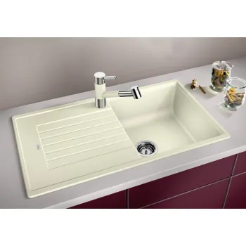 Virtuves izlietne Blanco Zia 5 Silgranīta, 86x50 cm, mīksti balta 527204