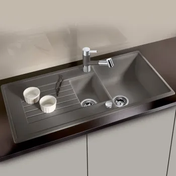 Virtuves izlietne Blanco Zia 6 Silgranīta, 100x50 cm, ar notekas vadību, vulkāna pelēka 527389