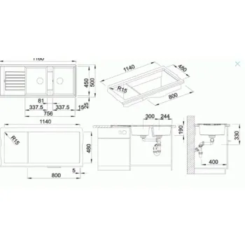 Virtuves izlietne Blanco Zia 8 Silgranīta, 116x50 cm, antracīta krāsā 515605