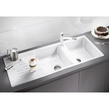 Virtuves izlietne Blanco Zia 8 Silgranīta, 116x50 cm, balta 515597