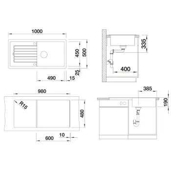 Virtuves izlietne Blanco Zia XL 6 Silgranīta, 100x50 cm, ar notekas vadību, kafijas 517567