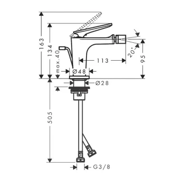Bidē maisītājs AXOR Citterio C birstēts melns hroms 49210340
