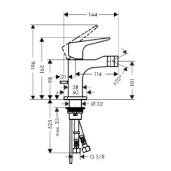 Bidē maisītājs AXOR Citterio E, hromēts 36121000