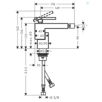 Bidē maisītājs AXOR Edge, hroms/dimanta griezums 46211000