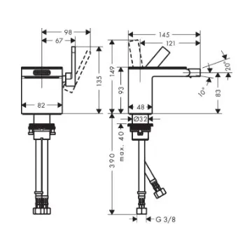 Bidē maisītājs AXOR MyEdition ar Push-Open snīpi, hroms/spoguļstikls 47210000