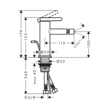 Bidē maisītājs AXOR One, EcoSmart, hroms 48210000