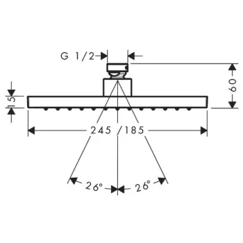 Dušas galva Axor 245/185, 1 strūkla, hroms 35373000