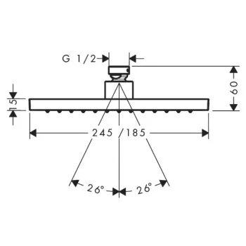 Dušas galva Axor 245/185, 1 strūkla, matēti melna 35373670
