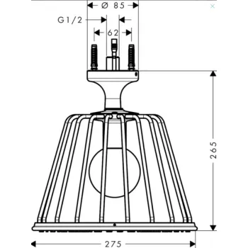 Dušas galva Axor LampShower, ar griestu pieslēgumu un Nendo dizainu, hroms 26032000