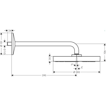 Dušas galva Axor One, diametrs 28 cm, hroms 48491000