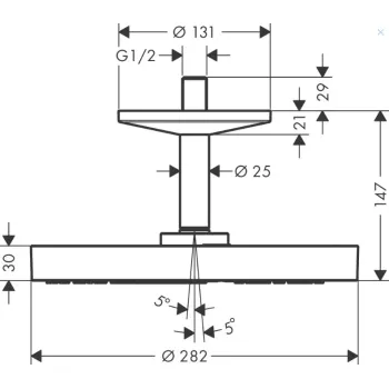 Dušas galva Axor One, diametrs 28 cm, hroms 48493000