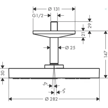 Dušas galva Axor One, diametrs 28 cm, matēti melna 48493670