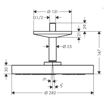 Dušas galva Axor One, diametrs 28 cm, pulēts melns hroms 48493340