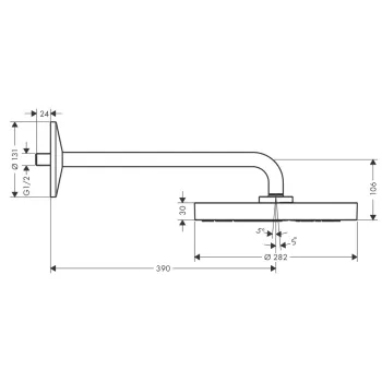 Dušas galva Axor One, diametrs 28 cm, pulēts misiņš 48491950