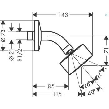 Dušas galva Axor One, diametrs 7,3 cm, EcoSmart, hroms 48490000
