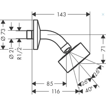Dušas galva Axor One, diametrs 7,3 cm, EcoSmart, matēti melna 48490670