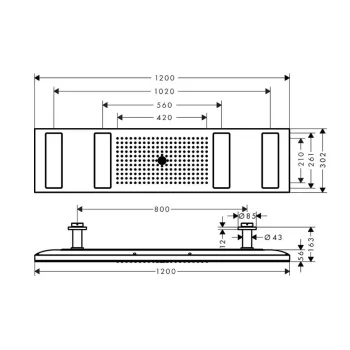 Dušas galva Axor ShowerSolutions, 120x30 cm, 4 plūsmas režīmi, LED apgaismojums, hroms 12423000