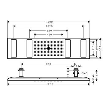 Dušas galva Axor ShowerSolutions, 120x30 cm, 4 plūsmas režīmi, LED apgaismojums, hroms 12427000