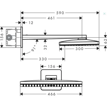 Dušas galva Axor ShowerSolutions 460/300, dušas roka 46 cm, 3 plūsmas veidi, hroms 35276000