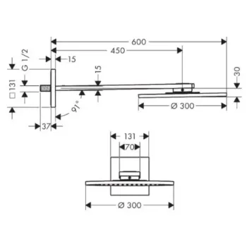 Dušas galva Axor ShowerSolutions, diametrs 30 cm, pulēta bronza 35300140