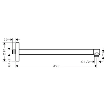 Dušas galvas turētājs Axor, 39 cm, birstēts melns hroms 26431340