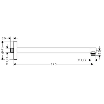 Dušas galvas turētājs Axor, 39 cm, matēti melna 26431670