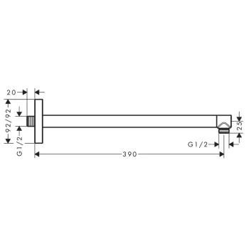 Dušas galvas turētājs Axor, 39 cm, matēti melna 26436670