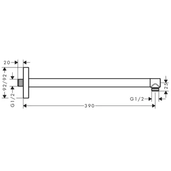 Dušas galvas turētājs Axor, 39 cm, matēti melna 26967670