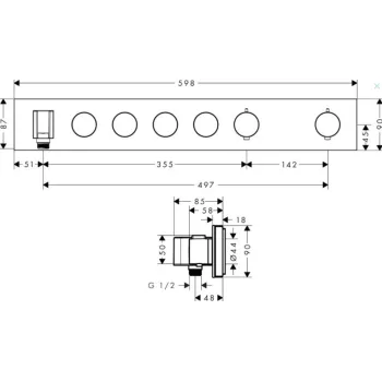 Dušas maisītājs AXOR ShowerSolutions ar termostatu dušas Select 600/90 4 ierīcēm, hroms