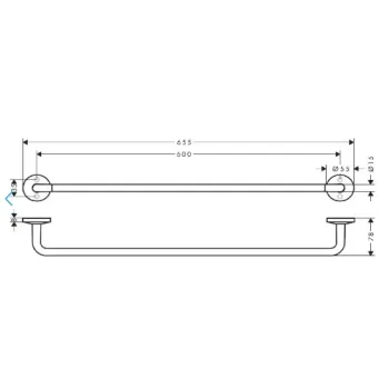 Dvieļu turētājs AXOR Universal Circular 60 cm, birstēts melns hroms 42860340