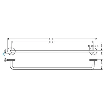 Dvieļu turētājs AXOR Universal Circular 60 cm, birstēts niķelis 42860820